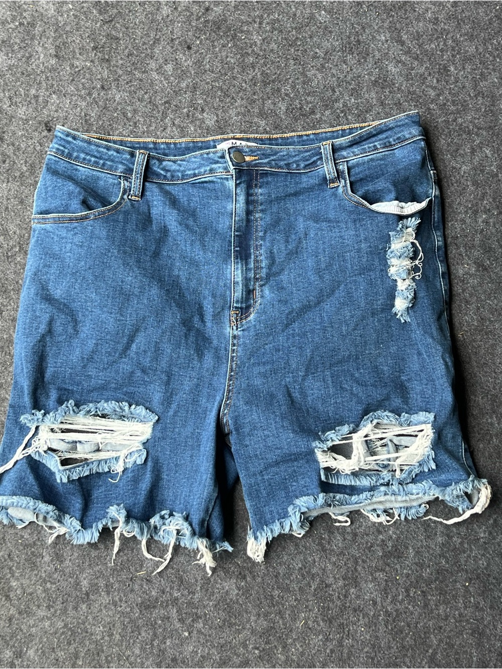 MAP Blue denim distressed shorts